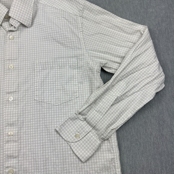 Ermenegildo Zegna Shirt Mens Large White Check Plaid Button Up‎ Cotton Italy - Picture 4 of 12